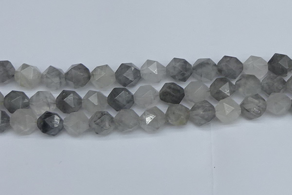 CNG7253 15.5 inches 12mm faceted nuggets cloudy quartz beads