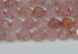 CNG7255 15.5 inches 6mm faceted nuggets strawberry quartz beads