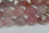 CNG7256 15.5 inches 8mm faceted nuggets strawberry quartz beads