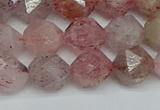 CNG7257 15.5 inches 10mm faceted nuggets strawberry quartz beads