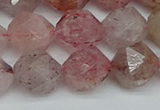 CNG7258 15.5 inches 12mm faceted nuggets strawberry quartz beads