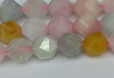 CNG7267 15.5 inches 10mm faceted nuggets morganite beads