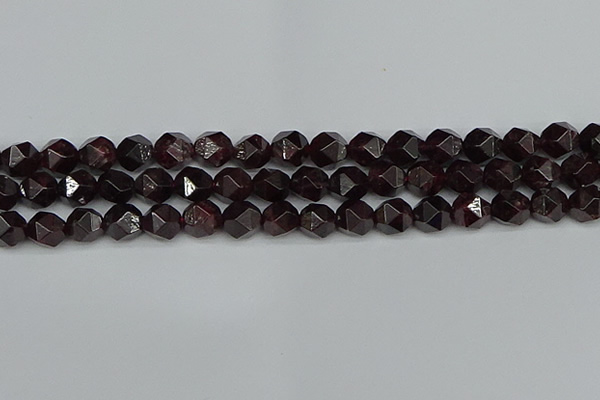 CNG7277 15.5 inches 10mm faceted nuggets red garnet beads