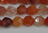 CNG7281 15.5 inches 8mm faceted nuggets red rabbit hair quartz beads