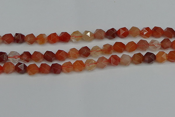 CNG7283 15.5 inches 12mm faceted nuggets red rabbit hair quartz beads