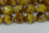 CNG7306 15.5 inches 8mm faceted nuggets golden tiger eye beads