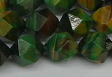 CNG7328 15.5 inches 12mm faceted nuggets green tiger eye beads