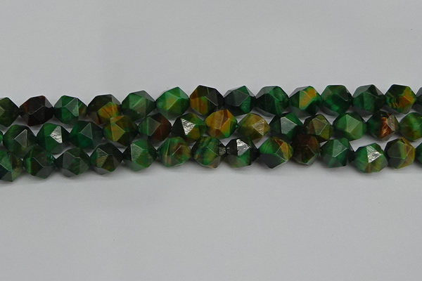 CNG7328 15.5 inches 12mm faceted nuggets green tiger eye beads