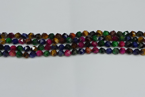 CNG7330 15.5 inches 6mm faceted nuggets mixed tiger eye beads