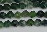 CNG7335 15.5 inches 6mm faceted nuggets moss agate beads