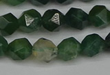 CNG7337 15.5 inches 10mm faceted nuggets moss agate beads