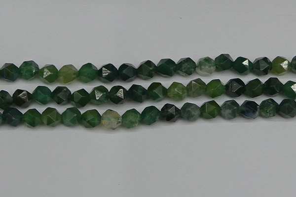 CNG7338 15.5 inches 12mm faceted nuggets moss agate beads