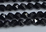 CNG7350 15.5 inches 6mm faceted nuggets Black agate beads