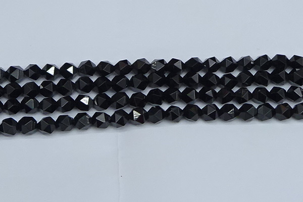 CNG7352 15.5 inches 10mm faceted nuggets Black agate beads