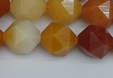 CNG7363 15.5 inches 12mm faceted nuggets yellow jade beads