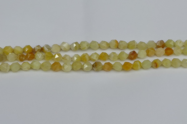 CNG7365 15.5 inches 6mm faceted nuggets yellow opal beads