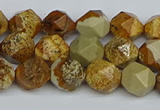 CNG7376 15.5 inches 8mm faceted nuggets picture jasper beads