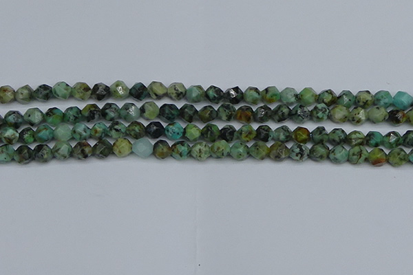 CNG7385 15.5 inches 6mm faceted nuggets African turquoise beads