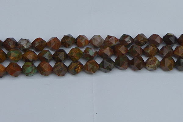 CNG7393 15.5 inches 12mm faceted nuggets green opal beads