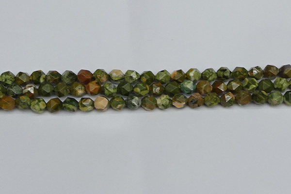 CNG7395 15.5 inches 6mm faceted nuggets rhyolite gemstone beads