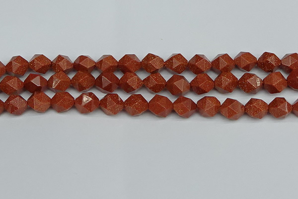 CNG7403 15.5 inches 12mm faceted nuggets goldstone beads