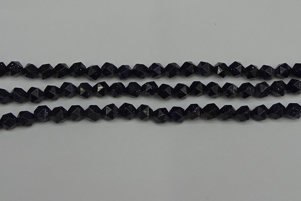 CNG7406 15.5 inches 8mm faceted nuggets blue goldstone beads