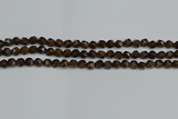 CNG7440 15.5 inches 6mm faceted nuggets bronzite gemstone beads