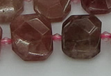 CNG7455 12*16mm - 15*20mm faceted freeform strawberry quartz beads