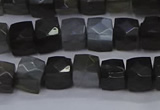 CNG7490 15.5 inches 8*8mm faceted nuggets black moonstone beads