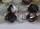 CNG7501 15.5 inches 6mm faceted nuggets line agate beads