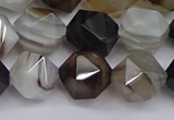 CNG7502 15.5 inches 8mm faceted nuggets line agate beads