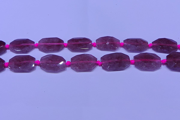 CNG7522 18*25mm - 25*35mm faceted freeform strawberry quartz beads