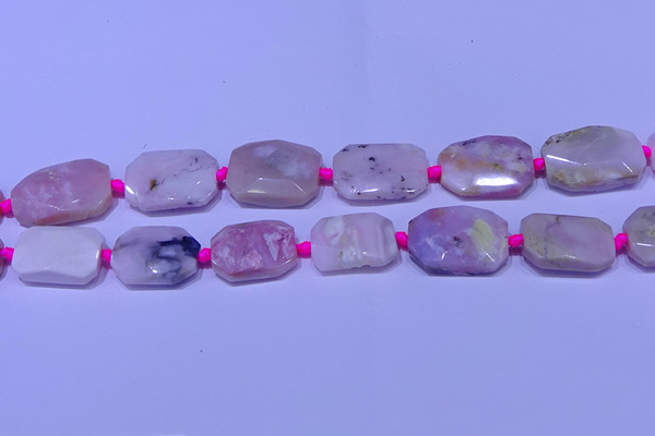 CNG7524 15.5 inches 18*25mm - 25*35mm faceted freeform pink opal beads