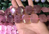 CNG7564 18*25mm - 20*28mm faceted freeform strawberry quartz beads