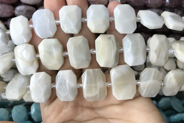 CNG7764 13*18mm - 15*25mm faceted freeform grey moonstone beads