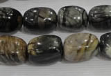 CNG777 15.5 inches 13*18mm nuggets black line jasper beads wholesale