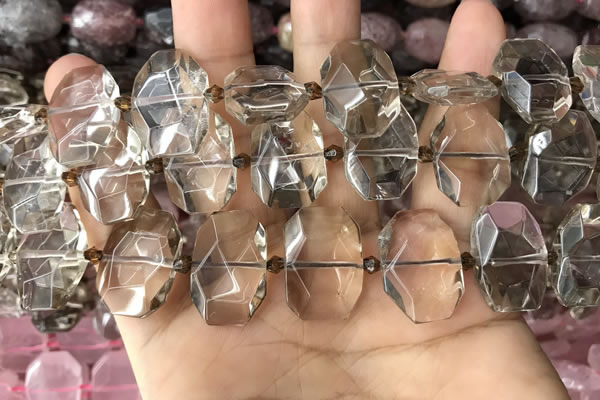 CNG7779 13*18mm - 15*25mm faceted freeform smoky quartz beads