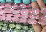 CNG7801 13*18mm - 18*25mm faceted freeform rose quartz beads