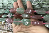 CNG7807 13*18mm - 18*25mm faceted freeform mixed strawberry quartz beads