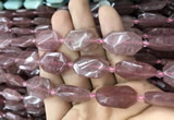 CNG7808 13*18mm - 18*25mm faceted freeform strawberry quartz beads