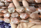 CNG7810 13*18mm - 18*25mm faceted freeform orange moonstone beads