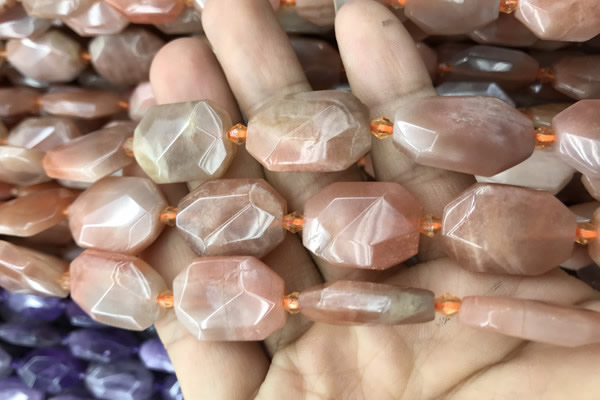 CNG7810 13*18mm - 18*25mm faceted freeform orange moonstone beads