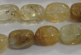 CNG782 15.5 inches 13*18mm nuggets golden rutilated quartz glass beads