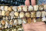 CNG7844 12*16mm - 15*20mm faceted nuggets fossil coral beads