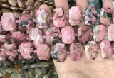 CNG7905 13*18mm - 15*25mm faceted freeform rhodochrosite beads