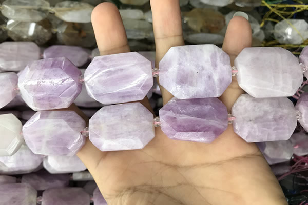 CNG7914 22*30mm - 25*35mm faceted freeform kunzite beads