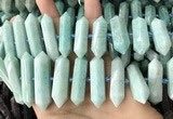 CNG7926 15.5 inches 10*25mm - 12*45mm faceted nuggets amazonite beads