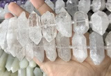 CNG7940 15*30mm - 17*30mm faceted nuggets white crystal beads