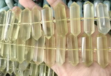 CNG7941 10*22mm - 12*45mm faceted nuggets lemon quartz beads