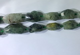 CNG7954 15.5 inches 15*25mm - 20*40mm nuggets green rutilated quartz beads